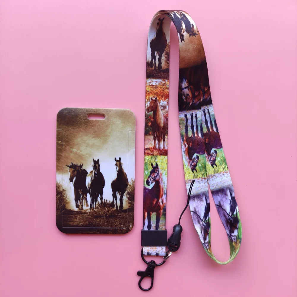 Cute Horse Boy\'s Lanyard ID Badge Holder Men Name Card Holders With Cool Neck Rope Drop Shipping