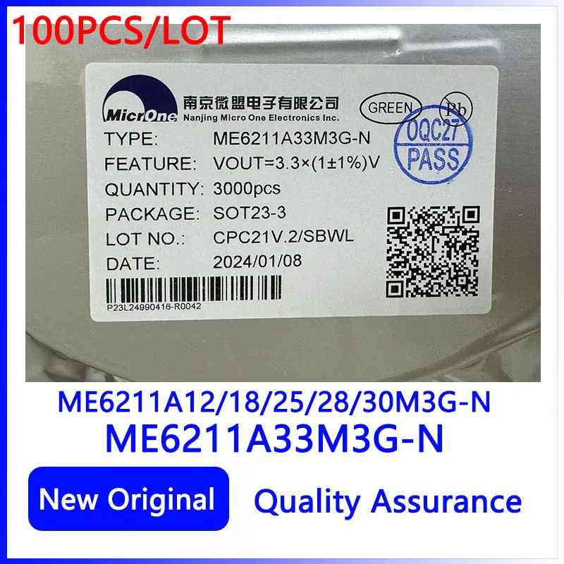 

100PCS/LOT ME6211A33M3G-N ME6211A12M3G-N ME6211A18M3G-N SOT23-3 Linear Regulator Chip 1.2V 1.5V 1.8V 2.5V 3.3V