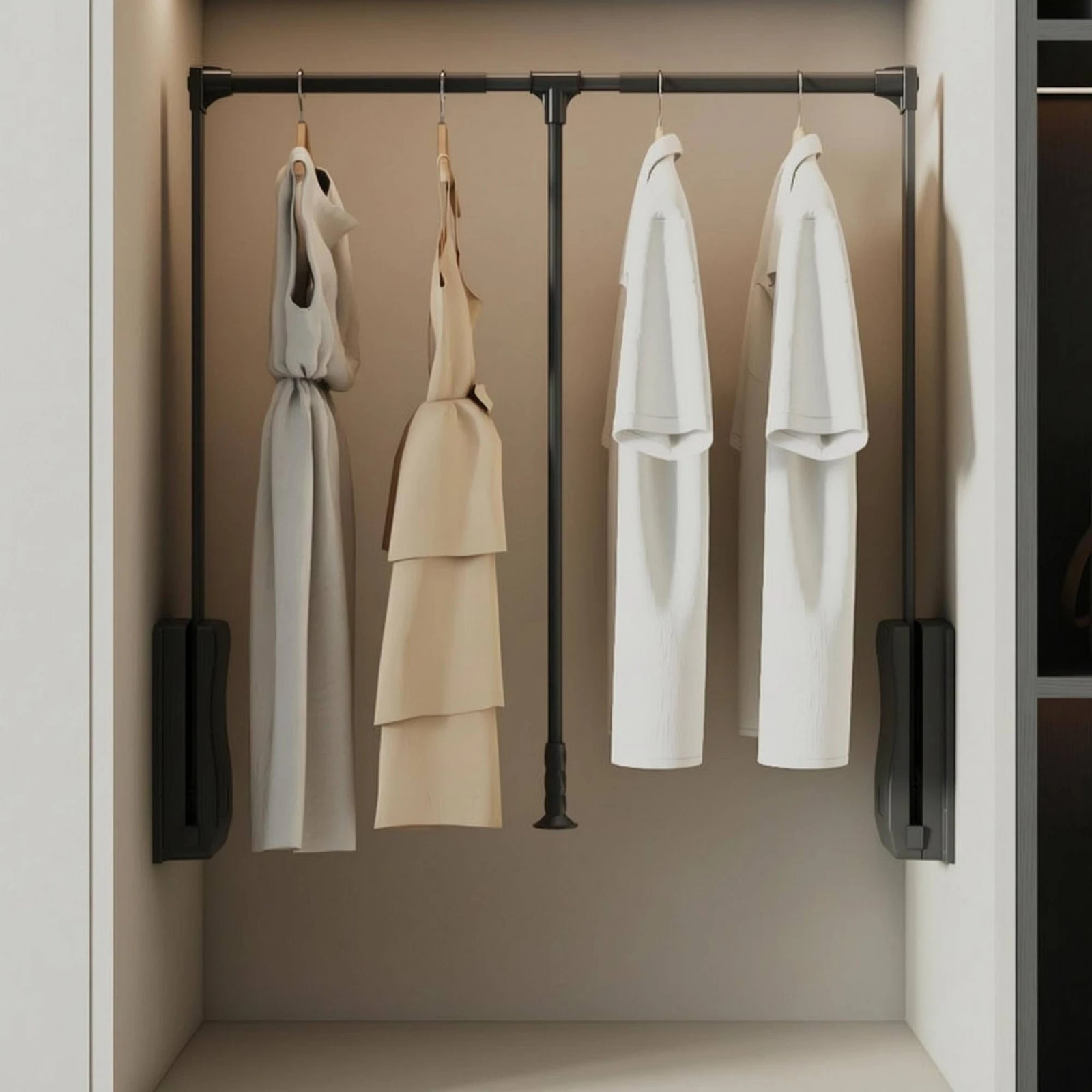 Telescopic Hanger Rail Aluminum Alloy Pull-out Wardrobe Hanger Cabinet Clothes Rail Adjustable Home Storage Space Saving