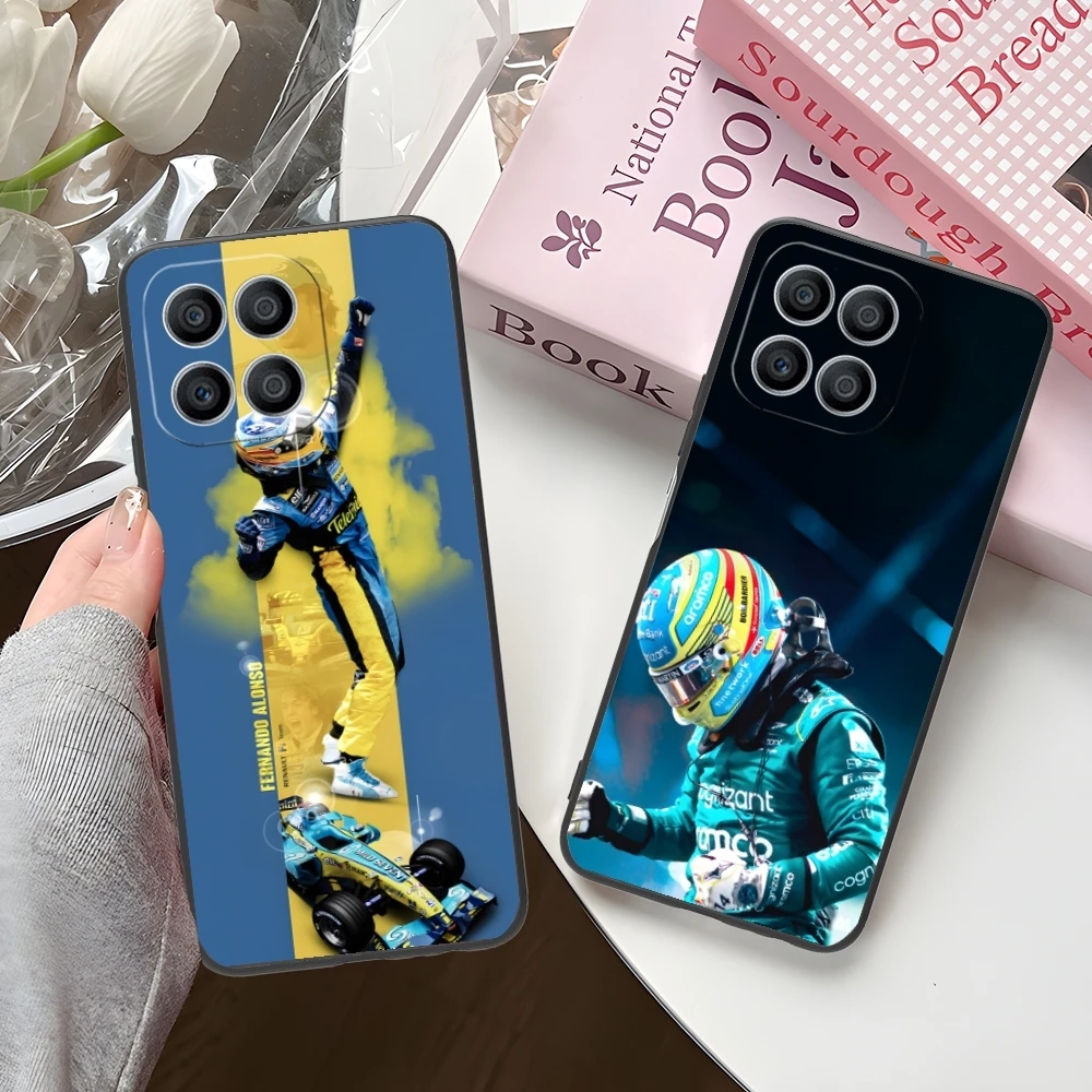 F1 Fernando Alonso Mobile Cell Phone Case for Huawei Honor 90 80 70 60 50 30 20 10 9 8 7 Pro S SE Lite 5G Black Cover Shell