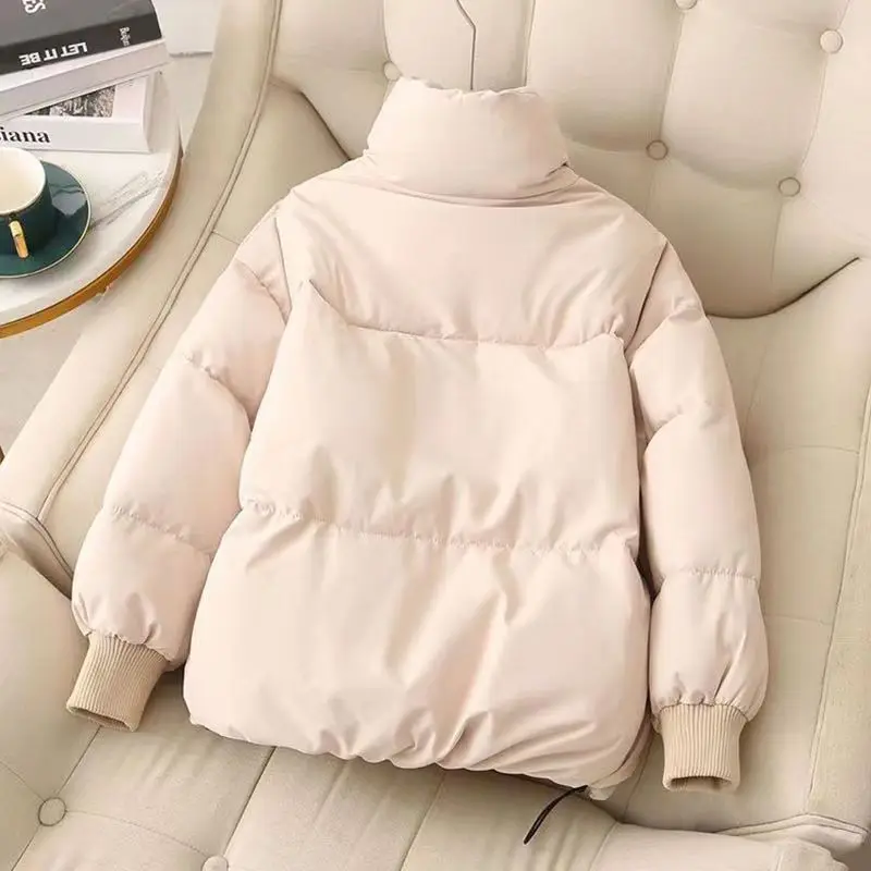 Autumn Winter Fashion Long Sleeve Stand Collar Solid Parkas Women\'s Clothing Korean Button Warm All-match Simplicity Trend Tops