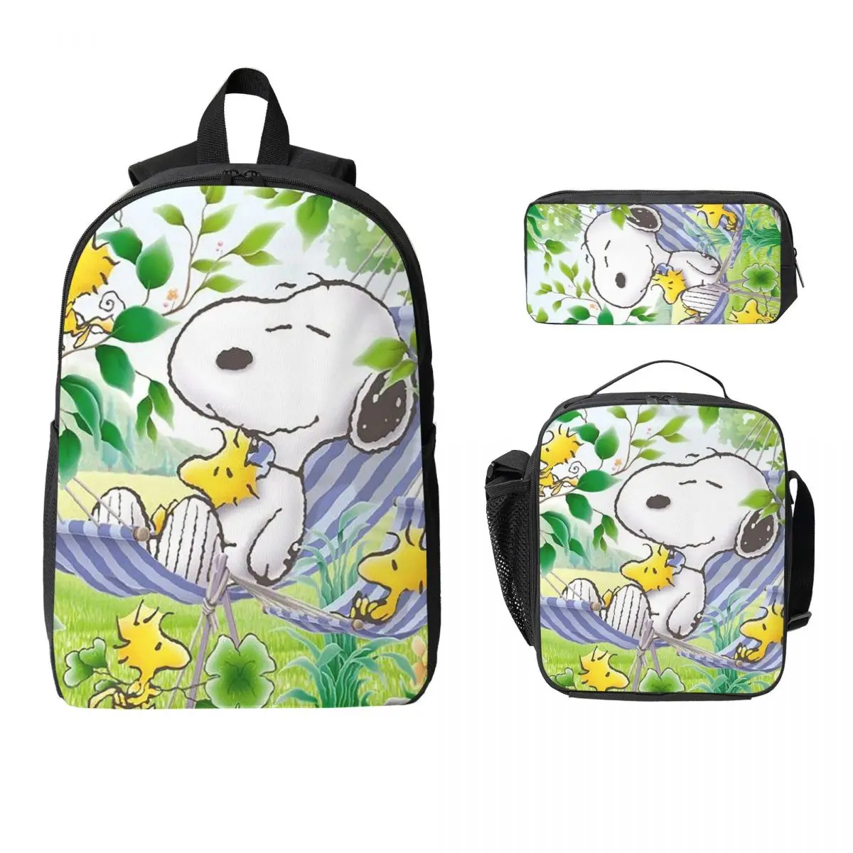 

Snoopy Backpack Student Boys Girls BookBag School Bag Computer Shoulder Bags 3ps Insulated Lunch Bag Pencil Case