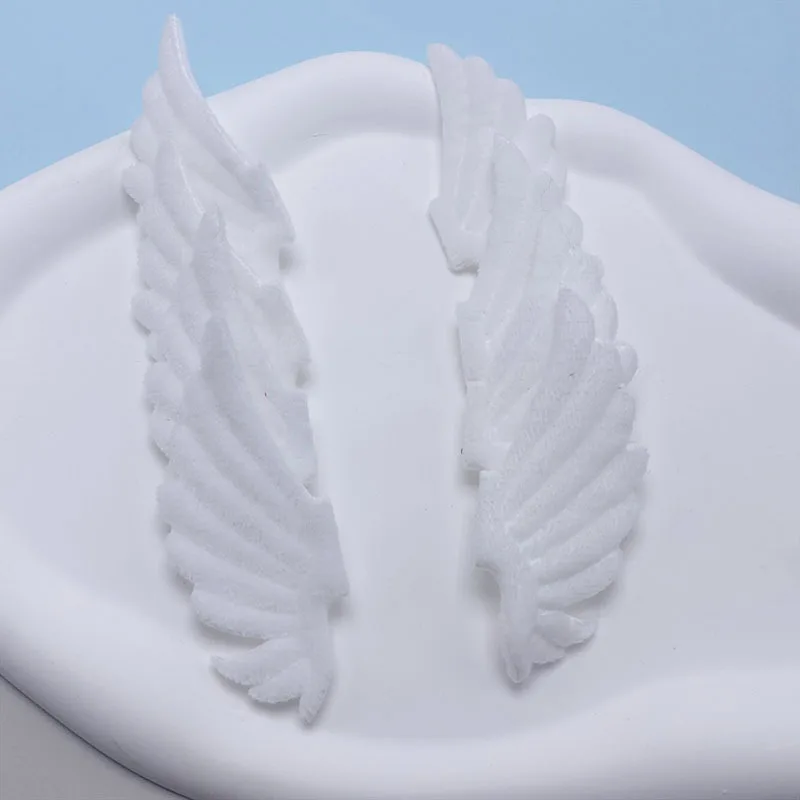 40 Stück, 7 x 3 cm, weiße, doppellagige Filz-Engelsflügel-Applikationen zum Aufnähen, geeignet für Kinder-Haarreifen, Haarspangen, Accessoires, Hüte und als Dekorationsaufnäher. – Detail 3