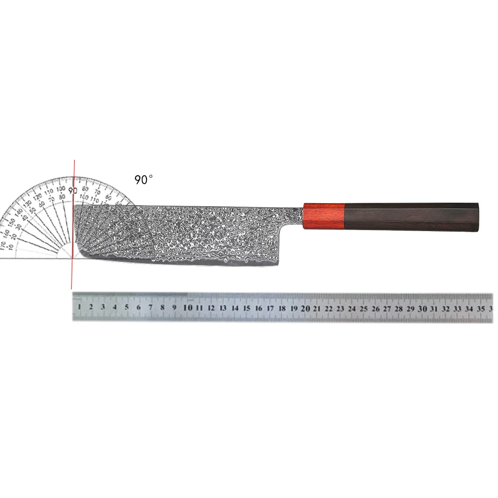 Kitchen Knife Japanese Nakiri VG10 Damascus Steel Butcher Meat Cleaver Knife Vegetable Knives Cutter Tool Octagonal Handle