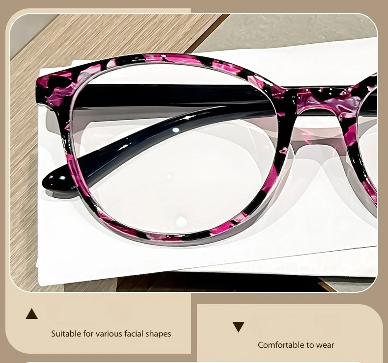 Ultraleichte Anti-Blaulicht-Lesebrille für Damen, modische bedruckte hochauflösende Lesebrille + 100 bis + 400 – Detail 4