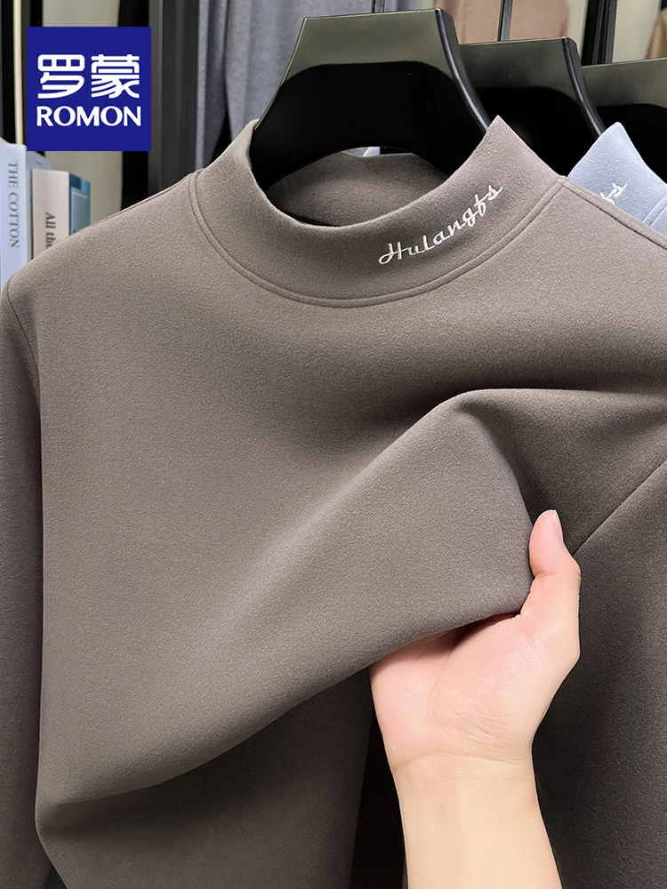 

Теплая термофутболка с воротником-стойкой для мужчин, повседневная, однотонная, для ношения под одеждой, городской стиль...