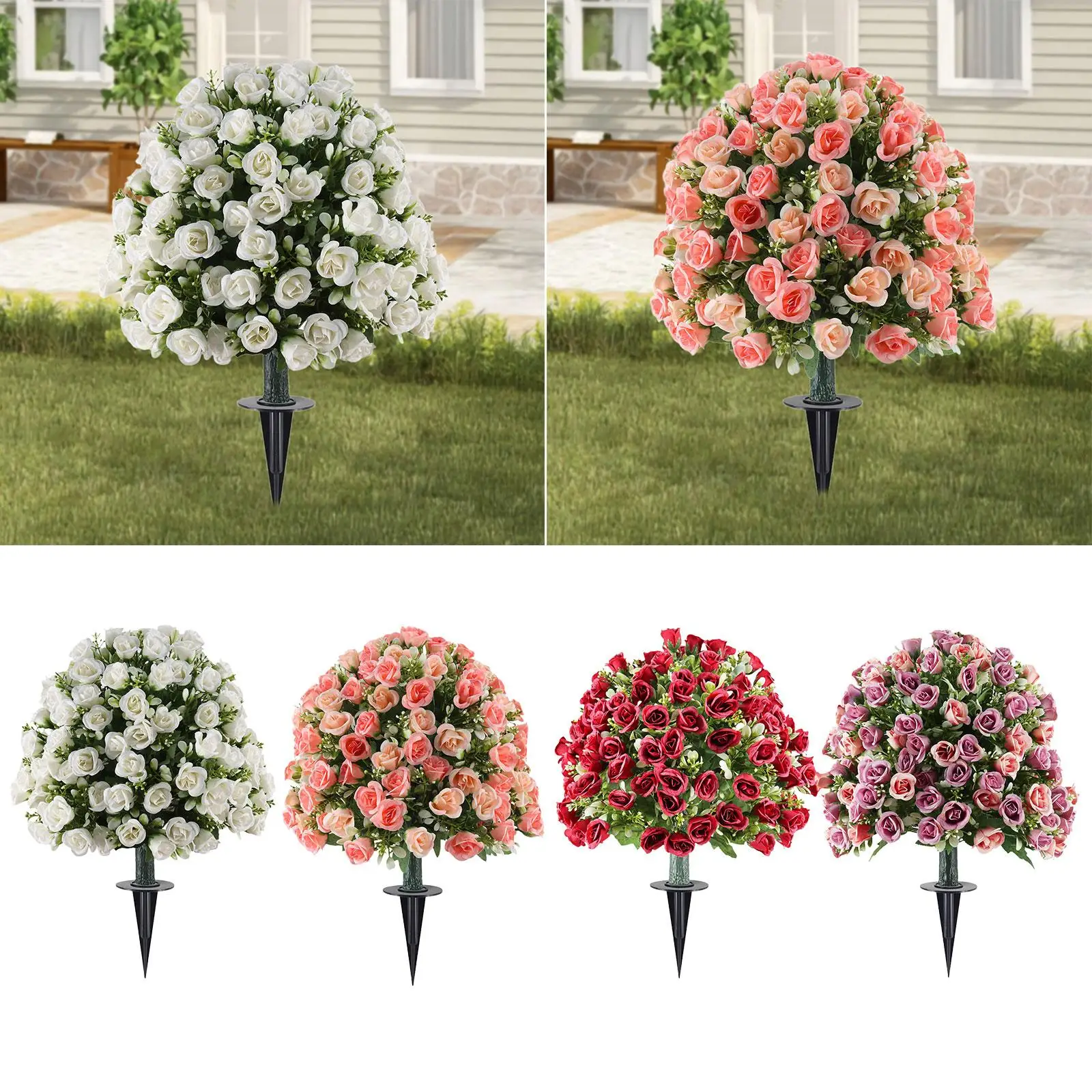 

Искусственные кусты из шелковистого пластика с розами для декора сада, двора, патио, входной зоны