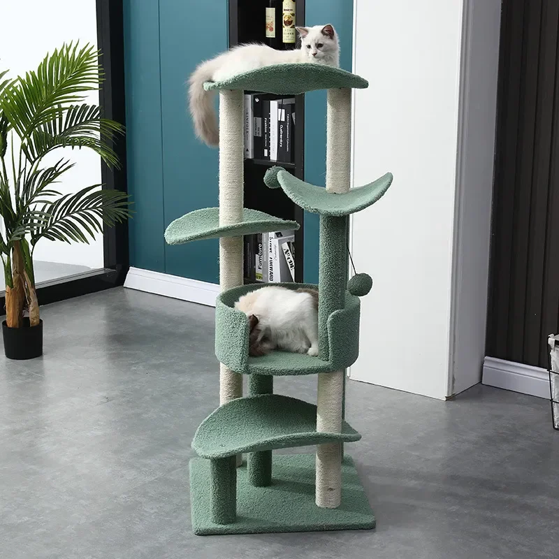 

Pet Products Multi-Layer Large Integrated Cat Climbing Frame Wear Resistant Cat Bed Solid Wood Large Jumping Cat Tree