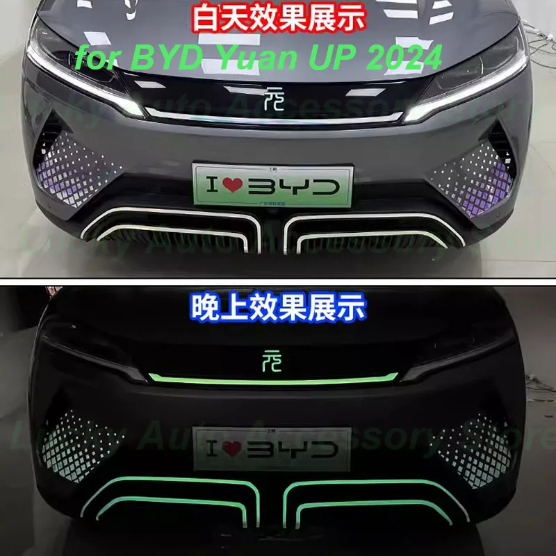 

Автомобильные светоотражающие наклейки из ПВХ для BYD Yuan UP 2024 Центральная решетка радиатора, автомобильная ручка колеса, передняя панель, лазерная крышка, внешние аксессуары