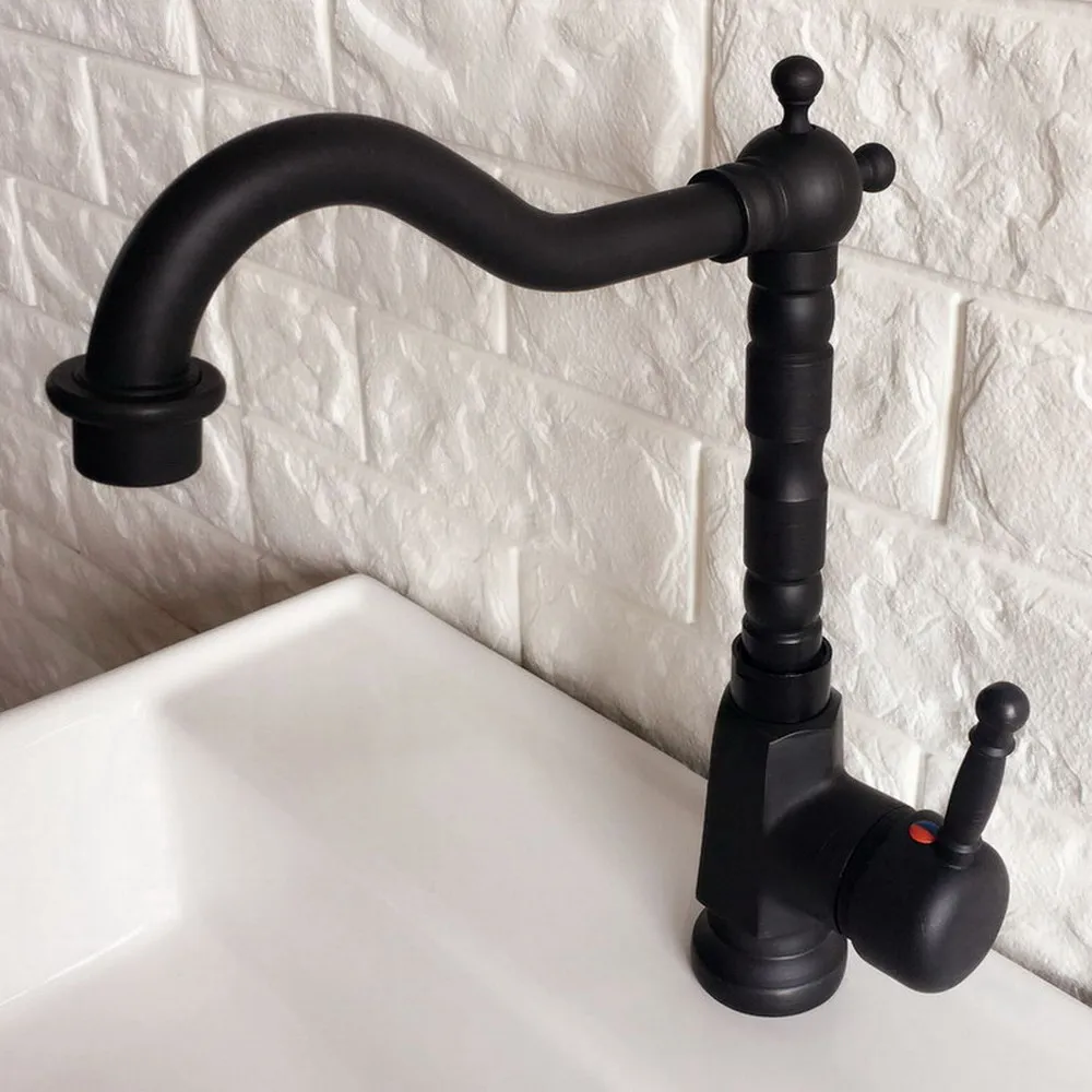 Oil Rubbed Bronze Basin Faucet Sink Faucet Cold And Hot Bathroom Mixer Taps 360 Degree Rotation Kitchen Sink Mixer Faucet tnf350