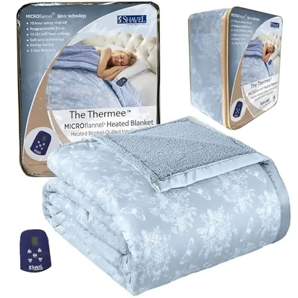 10-Setting Programmable Electric Blanket Twin Size Reversible Sherpa Ultra-Soft Blanket