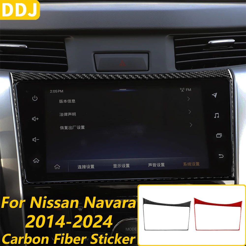 Para Nissan Navara NP300 D23 2014-2024: Adesivo de Fibra de Carbono para Painel da Tela de Navegação do Console Central - Acessório Automotivo