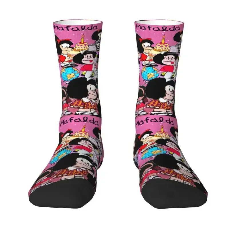 

Vintage Mafalda Collage Dress Socks Men Women Warm Breathable Fashion Cartoon Manga Quino Comic Crazy Crew Socks