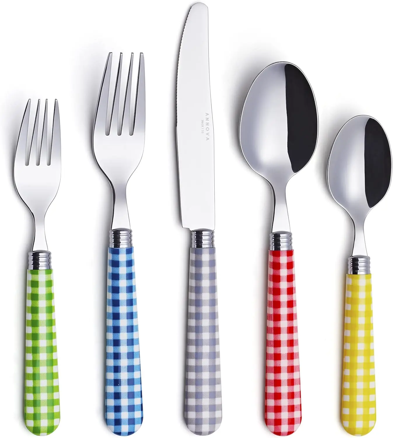 

Colorful Stainless Steel Flatware Set, 20-Piece Kitchen Utensils with Knives Forks Spoons for Dining