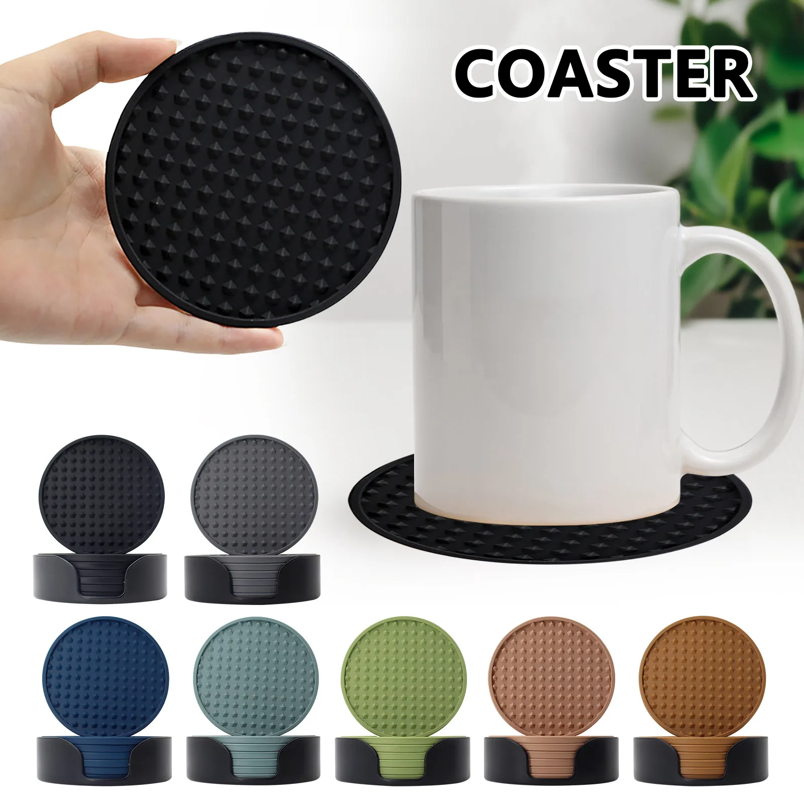 Round Silicone Coaster Non-Slip Thickened Table Mat Heat-Insulating and Scald-Proof Cup Holder for Mugs Beverage Table Holder