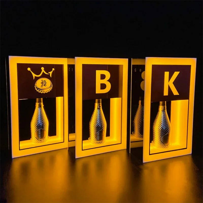 luminous letter Black Card Luminescent character  Baller  champagne glorifier Display VIP LED Bottle Presenter