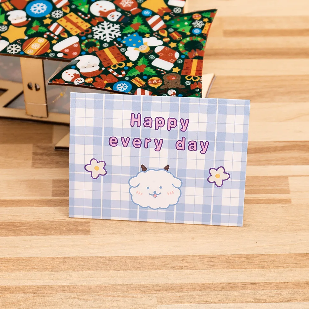 Creative cartoon small fresh greeting card, student birthday wishes, thank you, cute envelope, encouragement message, card, post