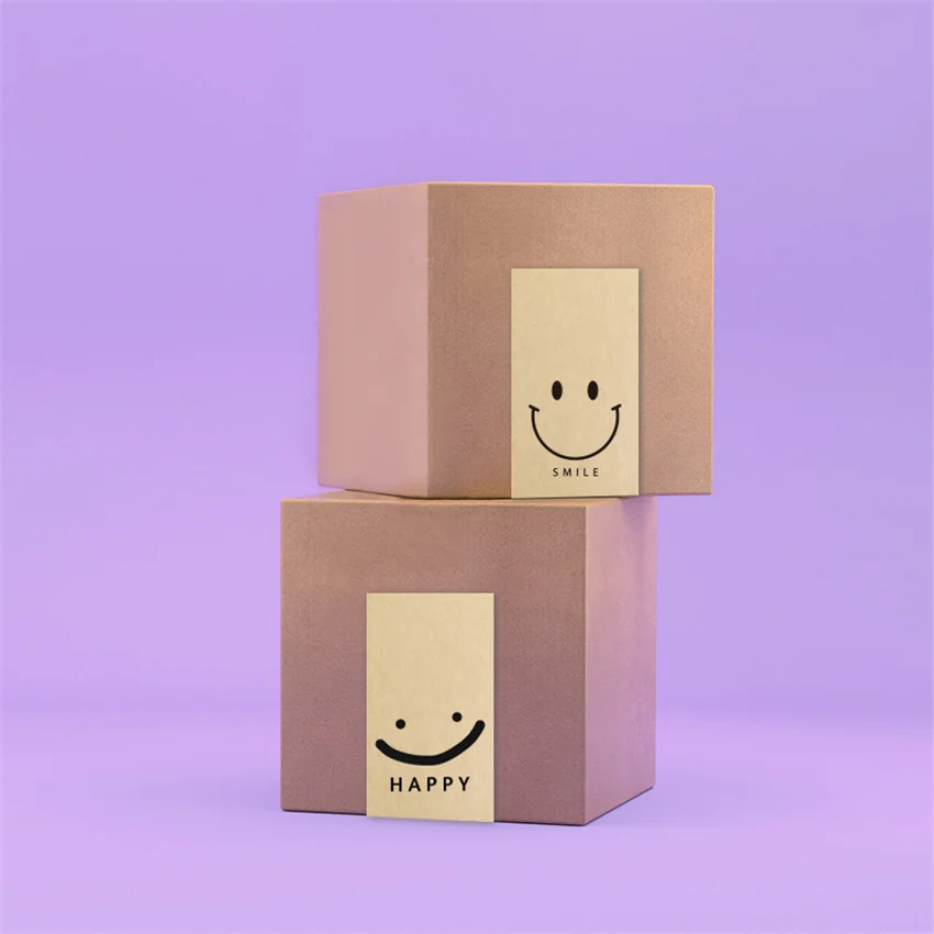 50Pcs 6x15cm kraft paper Smile Thank You Labels Stickers For Gift Box Package Wrapping Commodity Decor Small Business Stickers