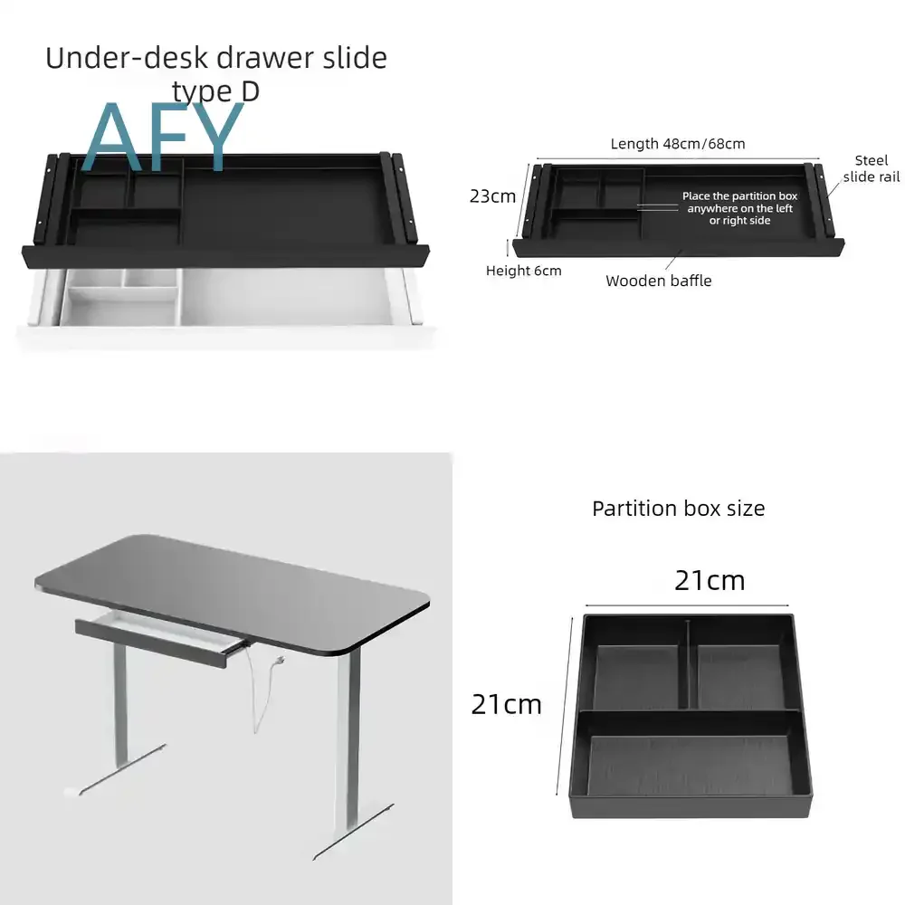 Sliding Type Office Desk Drawer Storage Partition Box Organizer for Home Office for Laptop Desk for Standing Desk for