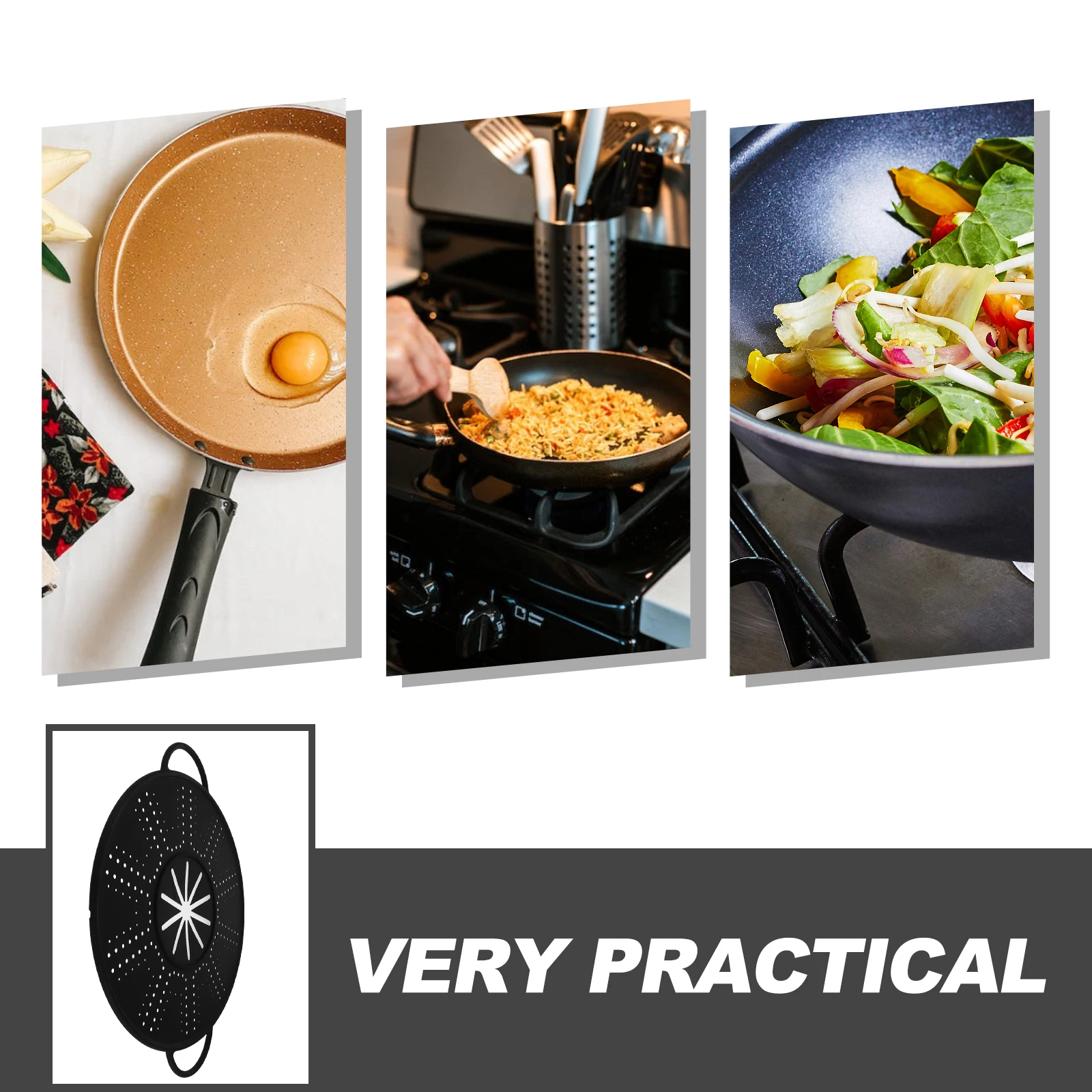 

Silicone Splatter Screen Oil Splash Guard With Side Handles Heat Resistant Mesh Strainer For Frying Pan Cooking Kitchen