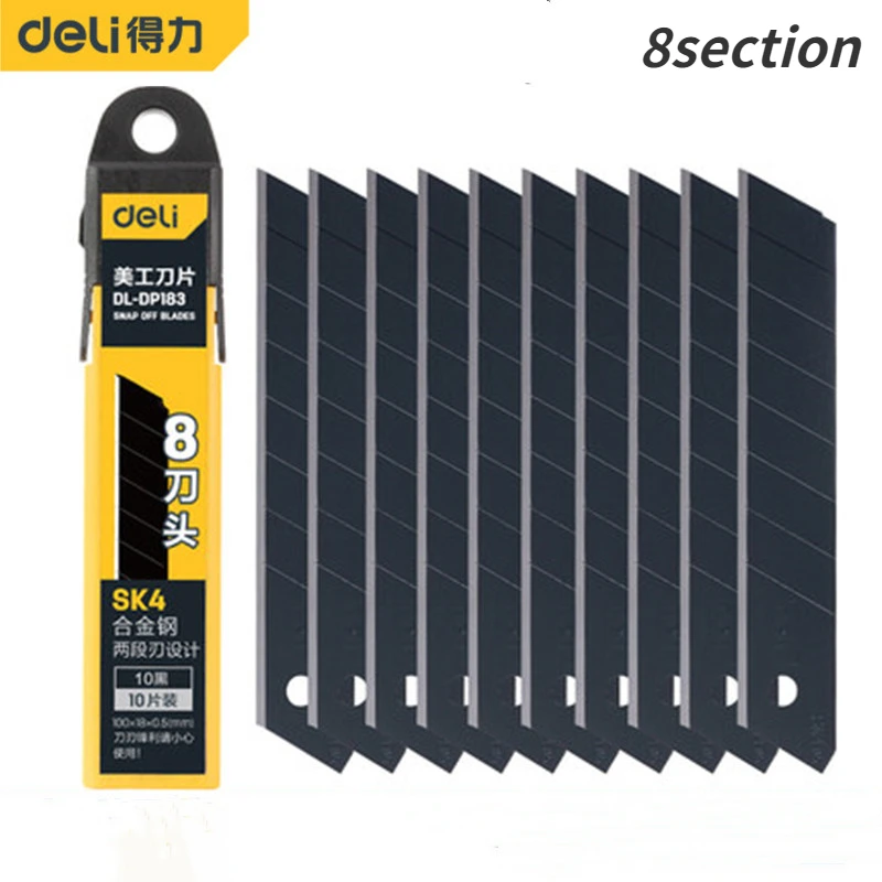 Deli 10 Pcs Tool Parts Utility Blade Alloy Steel Material Industrial Replacement Blades Wear-Resistant Cleaning Tool Scraper