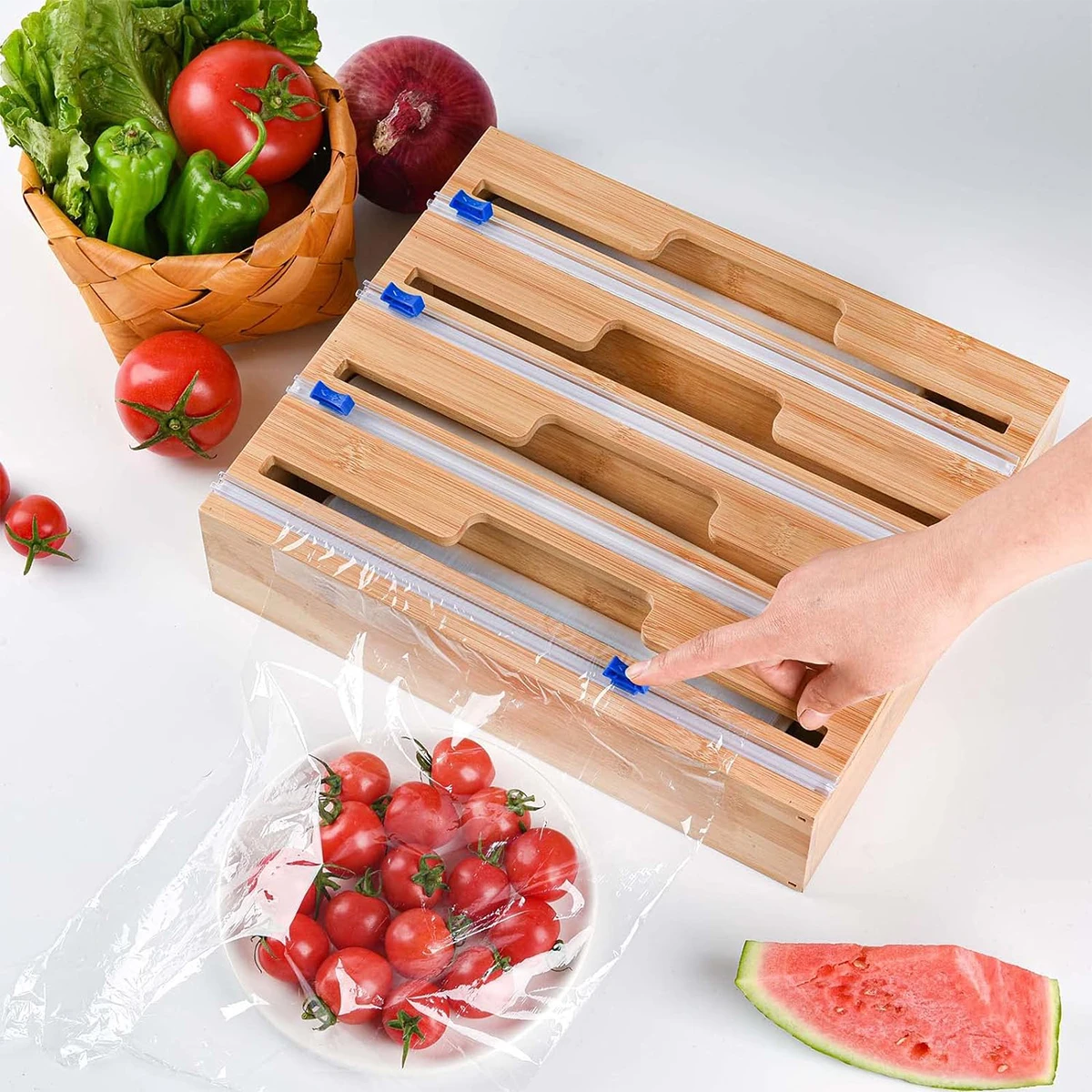 

6Pcs Home Plastic Wrap Dispensers And Foil Film Cutter Cutter Stretch Tite Plastic Wrap Dispenser With Cutting