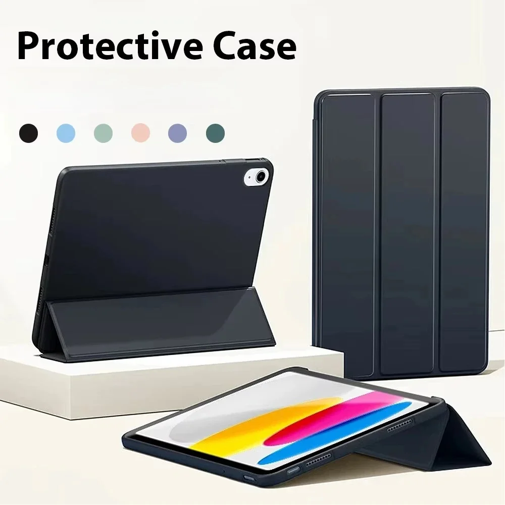 Tri-fold Leather Case For Samsung Galaxy Tab S6 Lite 10.4inch S9 A9 Plus S9 FE A11 Plus S10 FE Tablet Case Hard For Tab A8 X200