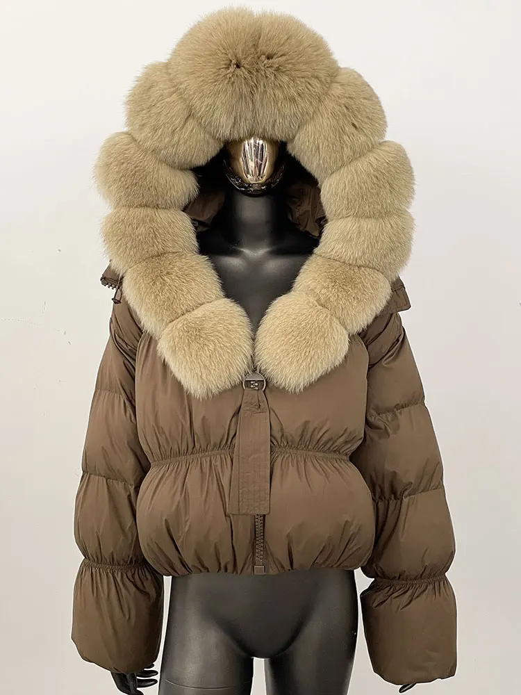 Women Hooded Warm Puffer Jacker Real Raccoon Fox Coat 2025 New Winter Natural Fox Fur Jacket White Duck Down Coat Female