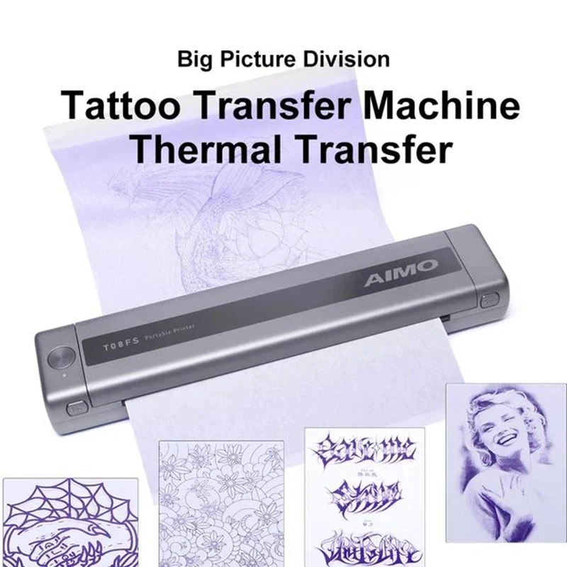 Phomemo Sem Fio Tattoo Transfer Stencil Printer, Máquina Copiadora Térmica, Compatível com Smartphone e PC, T08FS