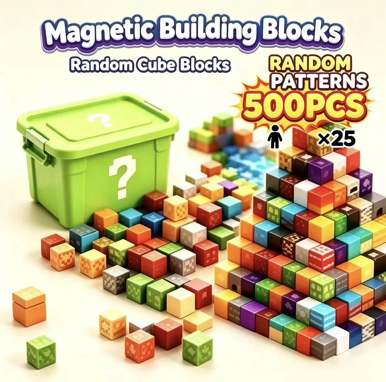 World Magnetic Building Block Set Pixel Building Toy DIY Magnetic Cube Brick Construction Magnet Toy Birthday Gift