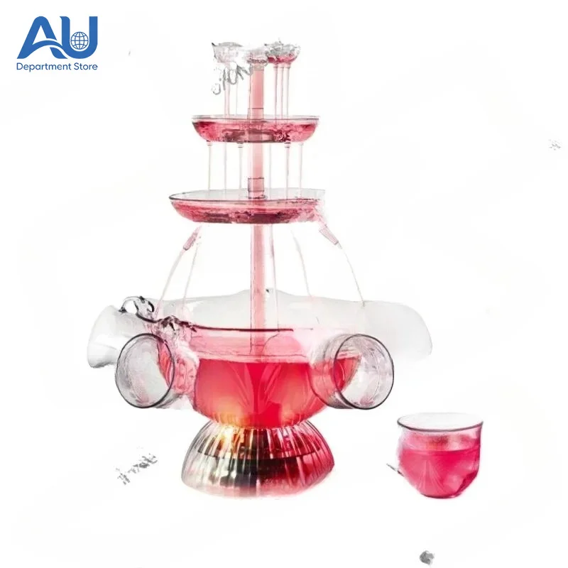 

3Tier Red Wine Fountain Machine for Juice Drinks Wine Cocktails Cola Drink Dispenser Food Grade Party Wedding Cafeteria Bar