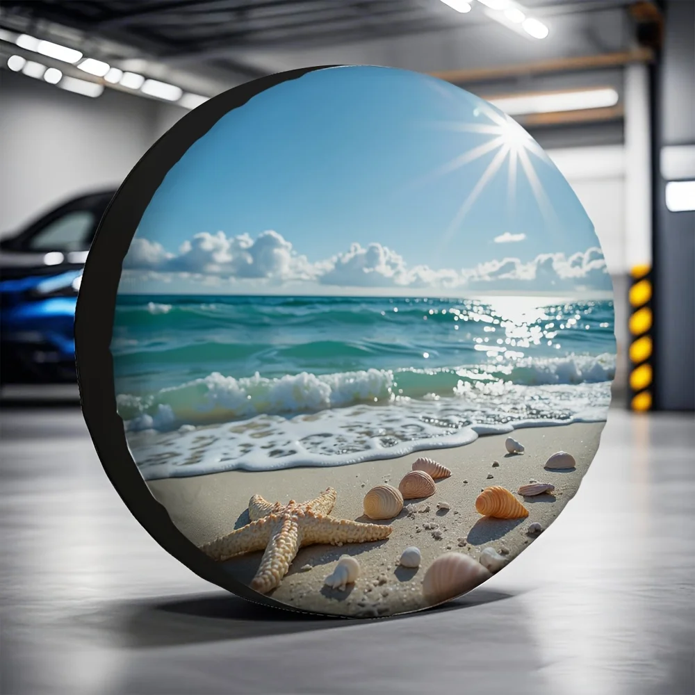 

1 шт. Чехол для шины с дизайном Beach Sunrise — ткань, которую можно стирать в машине, подходит для всех автомобилей, горной парковки и защиты транспортных средств на открытом воздухе, N