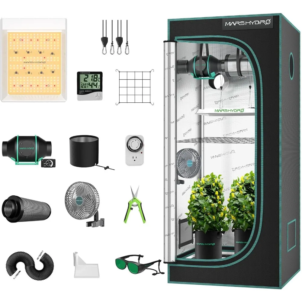 

MARS HYDRO 2x2 Grow Tent Kit for New Grower TS600 LED Grow Light Full Spectrum Indoor Grow Kit 24"x24"x55" Hydroponics