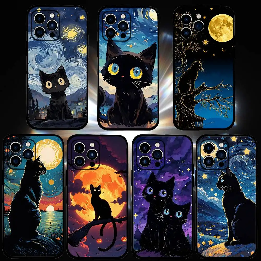 

Famous Claude Monet Artwork Black Cat Phone Case Soft TPU Skin-Friendly For IPhone 17/16/15/14/13/12/11 Series PRO MAX PLUS Mini
