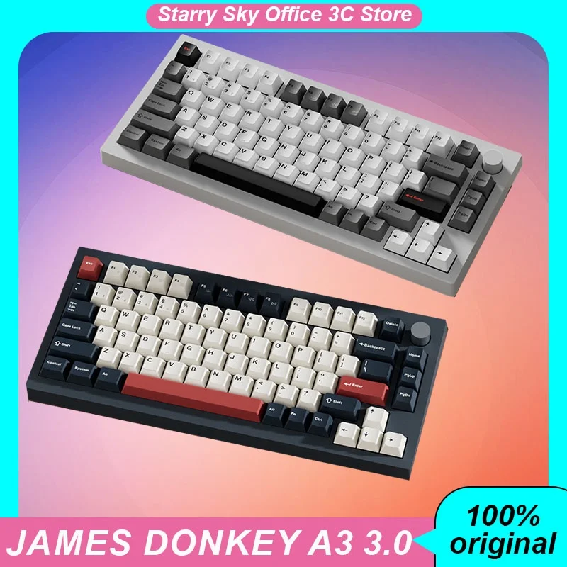 James Donkey A3 3.0 Mechanical Keyboard Wireless 3mode Multi Functional Knob 81keys Pbt Hot Plug Rgb Customized Gaming Keyboard