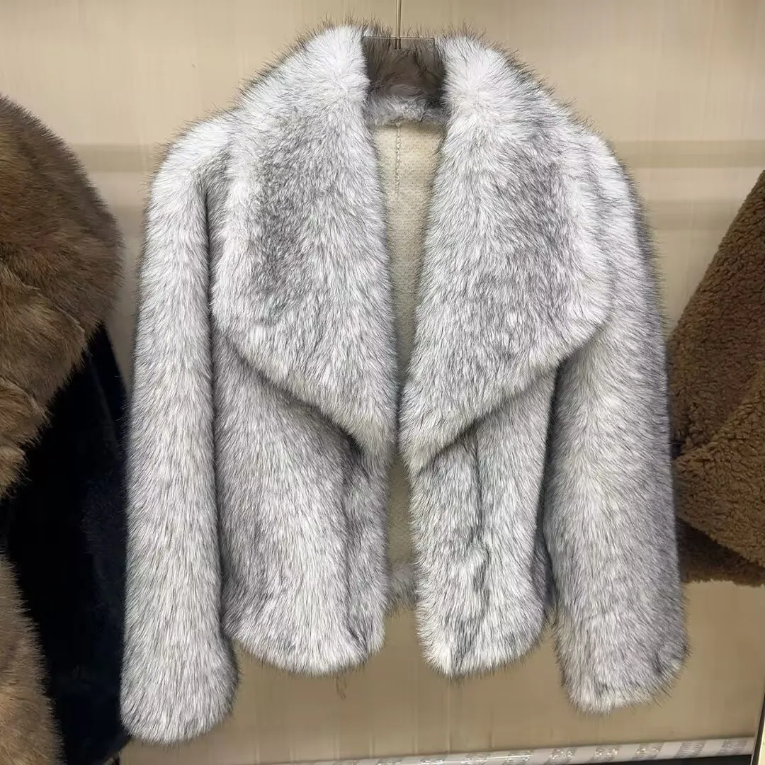 

LHXDW Women's Faux Fur coat Winter Warm and Fashionable Collar Fur Integrated Artificial Fur Leather Jacket