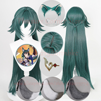 Honkai: Star Rail Yukong Cosplay Wig Dark Green Cosplay Wigs Anime Wig Ear Heat Resistant Synthetic Party Yu Kong Cosplay Wigs