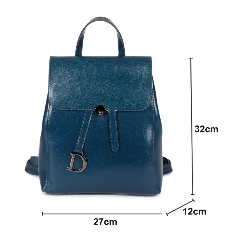 Genuine Leather Women\'s Backpack Retro College Style Girls Shoulder Bag High Quality Cowhide School Bags Large Capacity Tote Bag