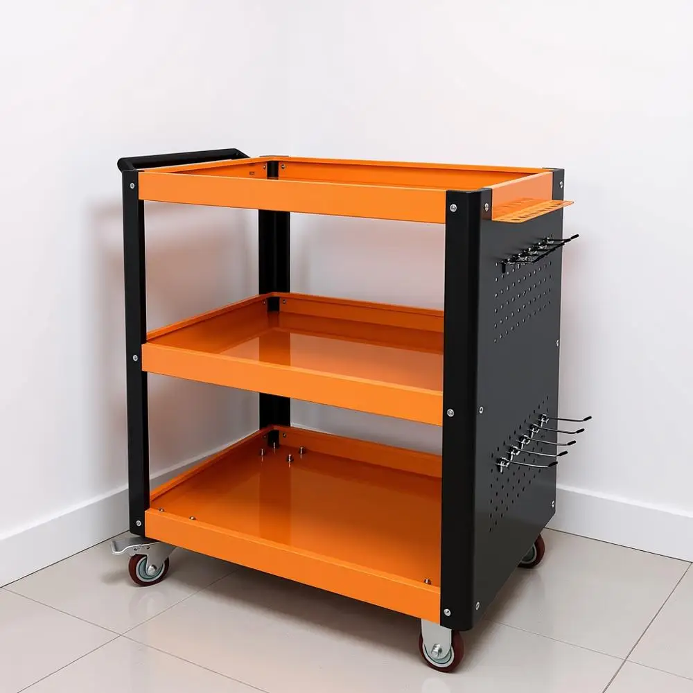 

Тележка для инструментов с перфорированной панелью и держателем для отверток, 3-ярусная, усиленная стальная, грузоподъемность 227 кг, 4 колеса с 2 фиксирующими механизмами