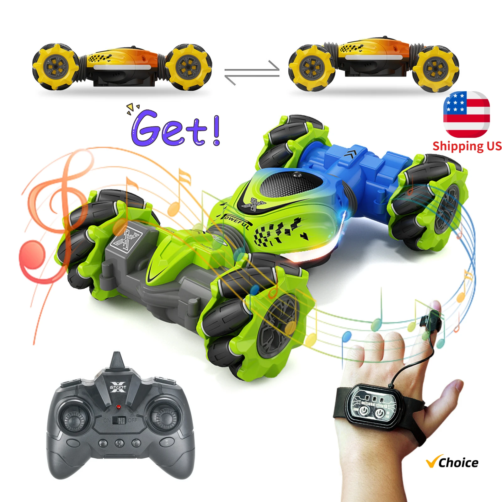 2025 4WD RC Stunt Car 2.4G Radio with 1/2/3 Battery Remote Control Cars RC Watch Gesture Sensor Rotation Electronic Toys Gifts