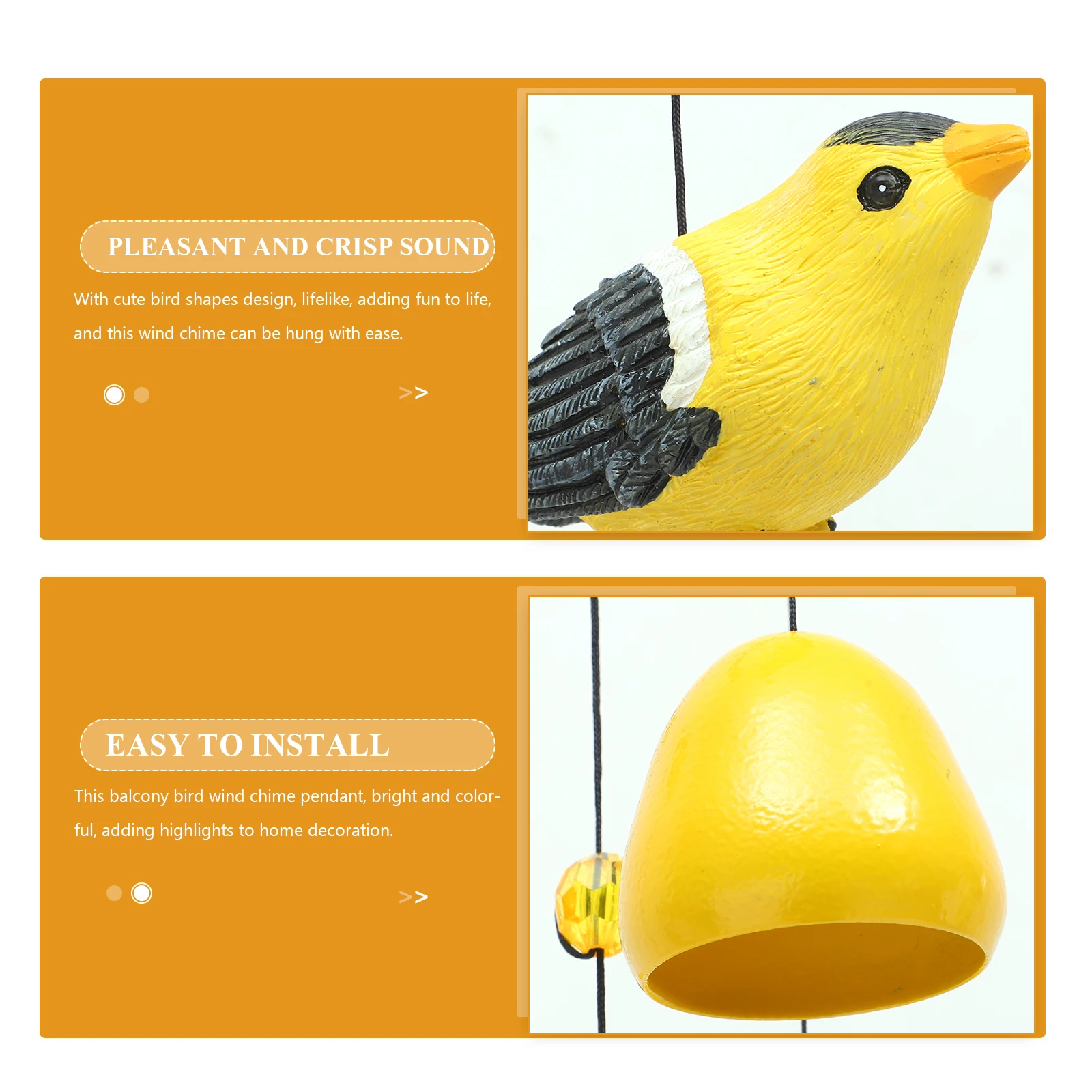 

Resin Wind Chime Hanging Bell Decorative Windchime Pendant Outdoor Balcony Bird Shaped Durable Copper Material Easy Install Door