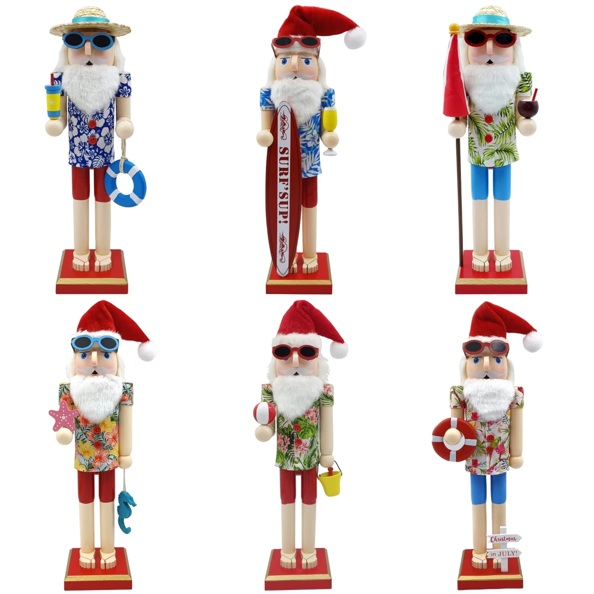 

15 Inch Wooden Nutcracker Santa Claus Figures Xmas Table Decorations Indoor Outdoor Home Ornaments For Chirld New Year Gifts
