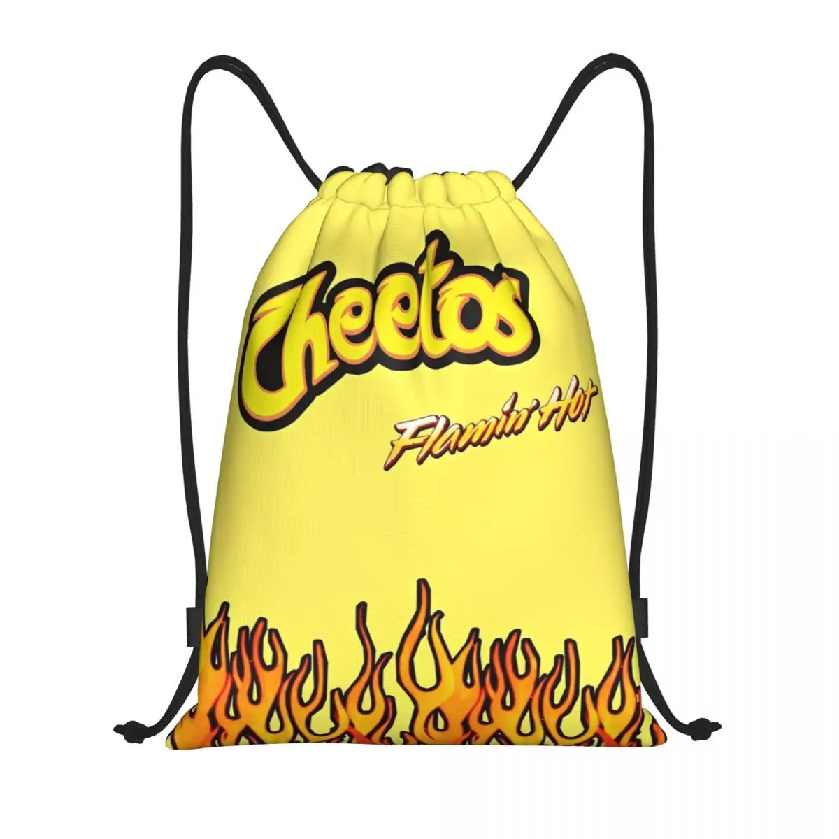 Bolsa con patrón de aperitivos divertidos, mochila con cordón, mochila deportiva para gimnasio, bolsa con cordón para patatas fritas para hacer ejercicio