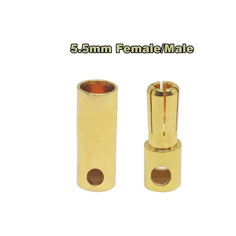 Gold Bullet Banana Connector Plug 2.0 3.0 3.5 4.0 5.0 5.5 6.0 mm For Quadcopter Motor ESC Lipo Battery Connecting Part