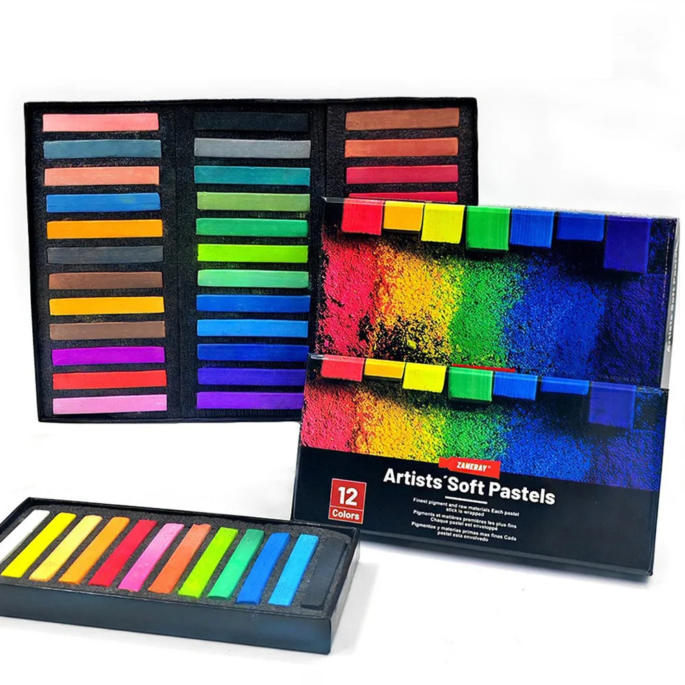 Soft Pastel Chalk Set 12/24/36 Colors - Easy to Blend for Art, Sketching, Wall Graffiti & Kids’ DIY Crafts (Non-Toxic, Washable)