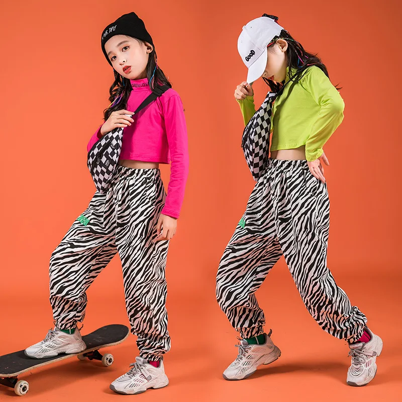 Slim Plaid Shirt Pants Denim Jean Children Ballroom Hip Hop Costumes Street Dance Wear Dancewear for Girls Boys Dancing Clothes