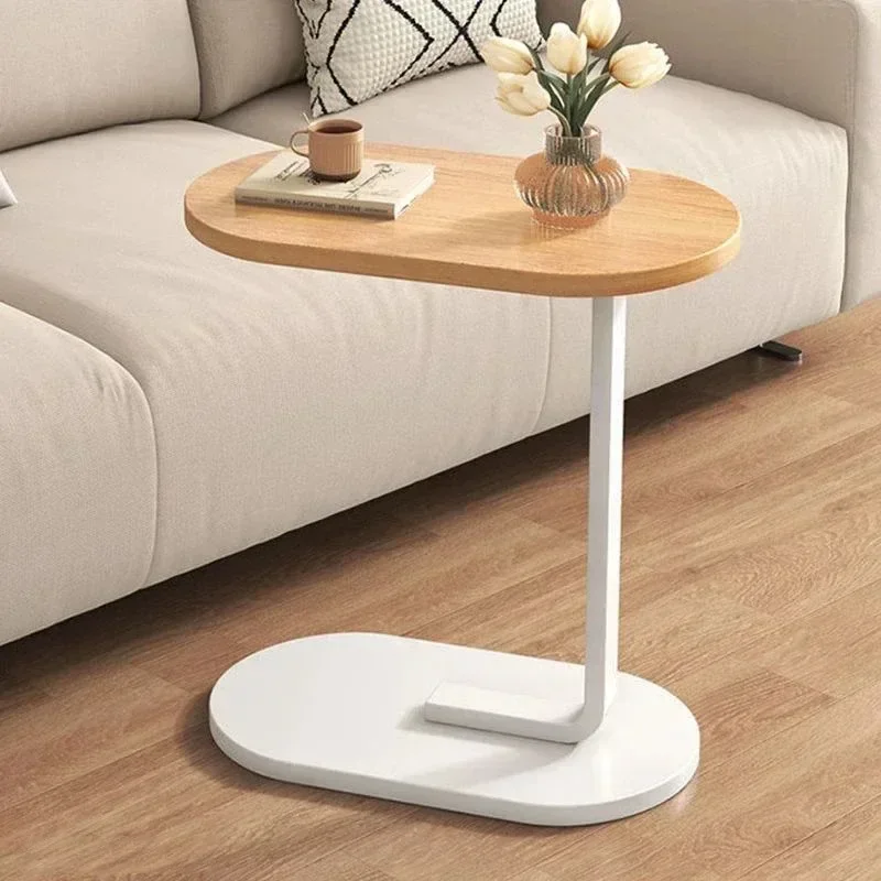 Mesa lateral portátil em forma de C, Mesa de chá compacta para sofá e cama, Pequena bandeja de TV, Sala e Quarto