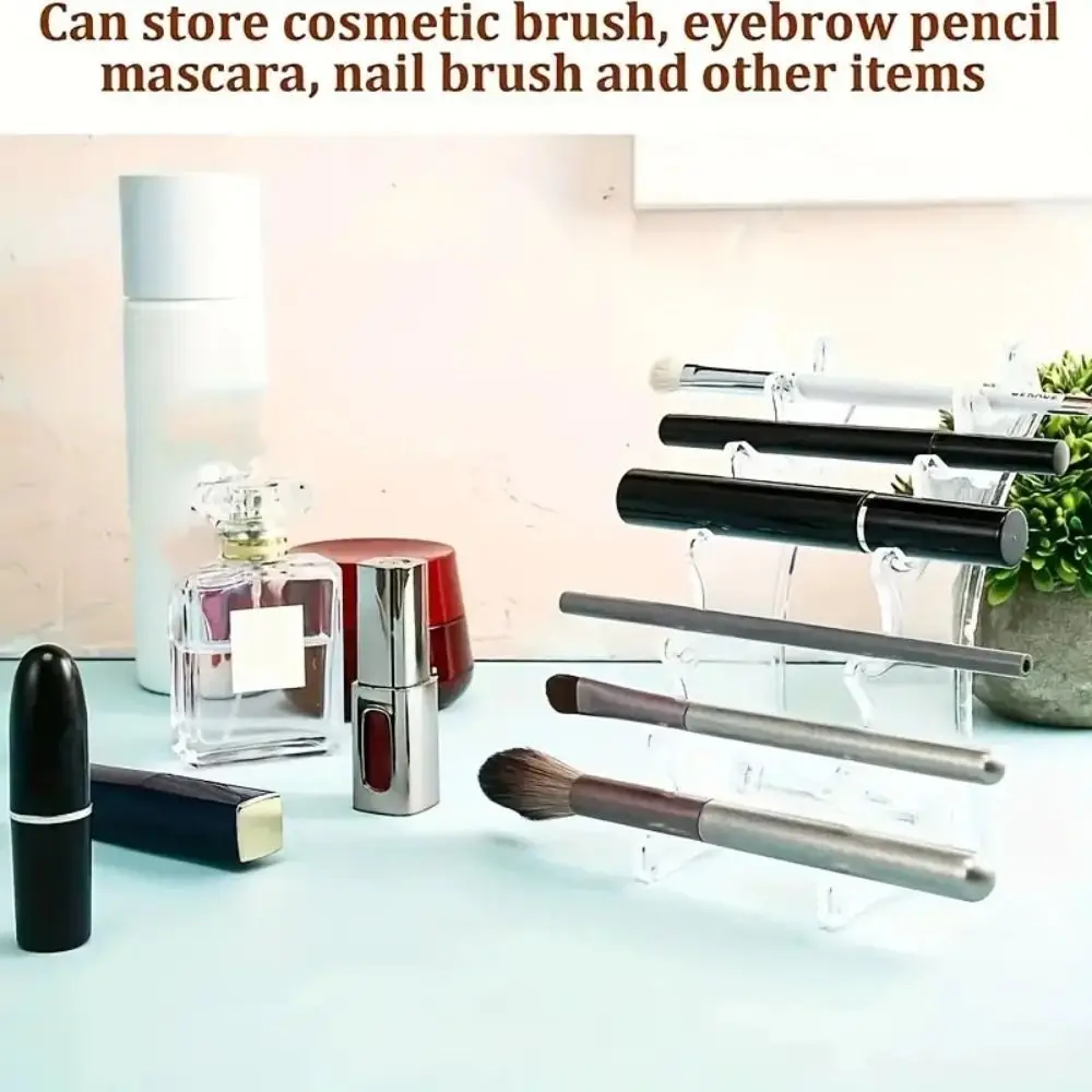 1 Pc Plastic Makeup Brush Rack Organizer Ladder Shelf Stationery Fan Display Rack Multifunctional Room Decor Storage Tool