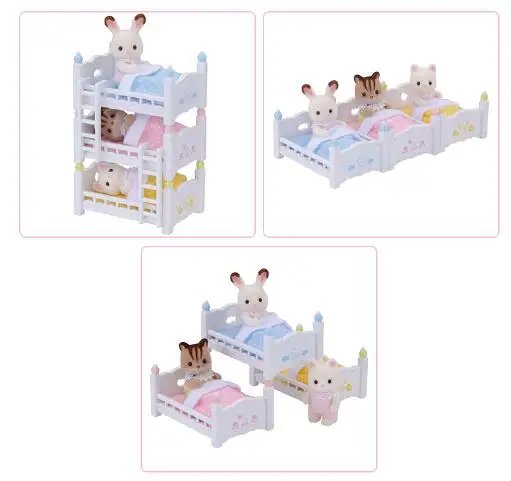 Sylvanische Families Poppenhuis Speelset Meubels Drievoudige Stapelbedden Set Accessoires Speelgoed Geen Figuur Nieuw In Doos 4448