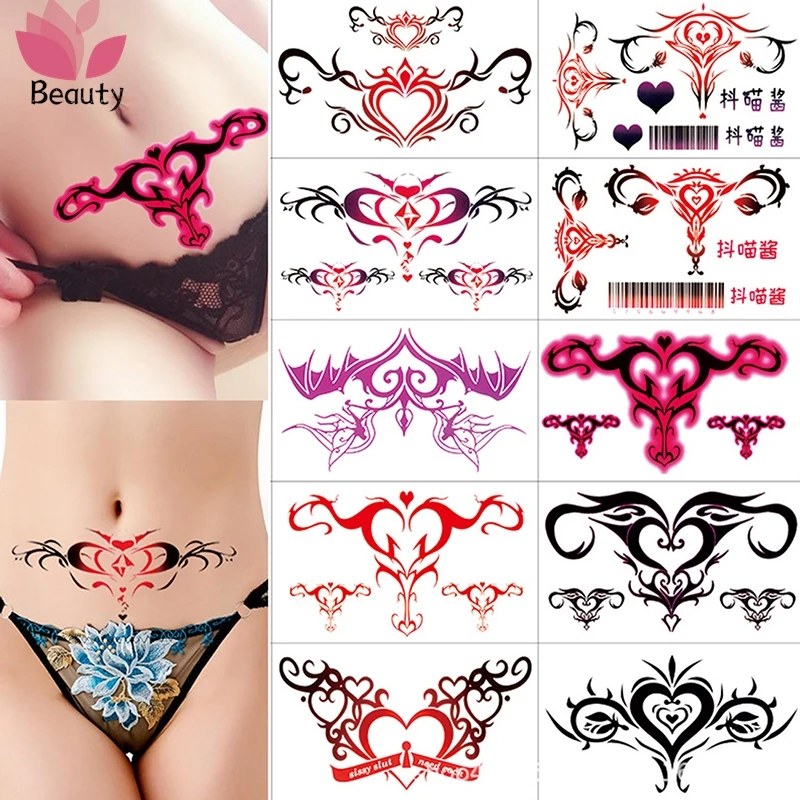 10/20Pcs Womb Tattoo Stickers For Women Waterproof Temporary Tattoos Stickers Fake Body Art Sexy Simulation Navel Sticker